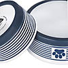Pet Bowl Paw Patch Stripe Nautical Blue Large 7.5X2.4 Set/2 Image 4