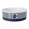 Pet Bowl Paw Patch Stripe Nautical Blue Medium 6X2 Set/2 Image 2