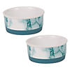 Pet Bowl Teal Marble Small 4.25Dx2H (Set Of 2) Image 1