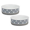 Pet Bowl Trellis Paw Gray Medium 6Dx2H (Set Of 2) Image 1