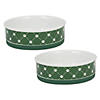 Pet Bowl Trellis Paw Hunter Green Large 7.5Dx2.4H (Set Of 2) Image 1