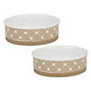 Pet Bowl Trellis Paw Taupe Large 7.5Dx2.4H (Set Of 2) Image 1