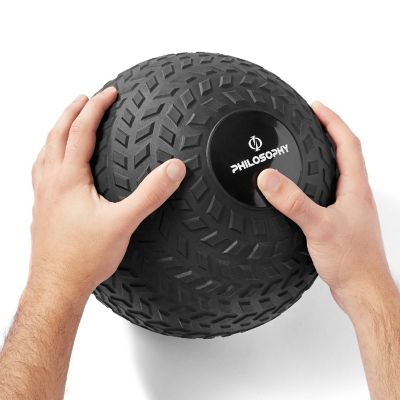 Philosophy Gym Slam Ball, 15 LB - Weighted Medicine Fitness Ball with Easy Grip Tread Image 1
