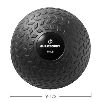 Philosophy Gym Slam Ball, 15 LB - Weighted Medicine Fitness Ball with Easy Grip Tread Image 3