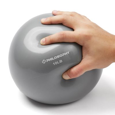 Philosophy Gym Toning Ball, 10 LB, Gray - Soft Weighted Mini Medicine Ball Image 2