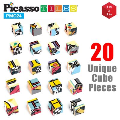 PicassoTiles 1" Magnetic Cube Puzzle Block Vehicle Set - 20pcs Image 2