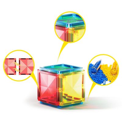 PicassoTiles 12pc Magnet Tile Building Blocks Mini Diamond Series, Sensory Toy Image 1