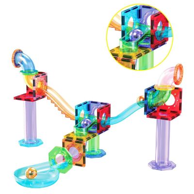 PicassoTiles 15pc Magnetic Marble Run Add-On Expansion Pack for Magnet Tile Building Blocks Toy Image 3
