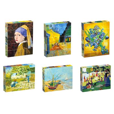 PICASSOTILES 20pc Magnetic Puzzle Cubes World Famous Paintings w/ Free Frame Stand Image 2