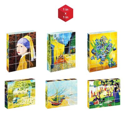 PICASSOTILES 20pc Magnetic Puzzle Cubes World Famous Paintings w/ Free Frame Stand Image 3
