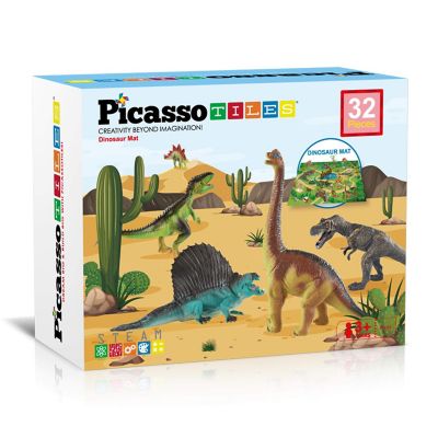 PICASSOTILES 32pc Dinosaur Action Figures w/ Play Mat Image 1