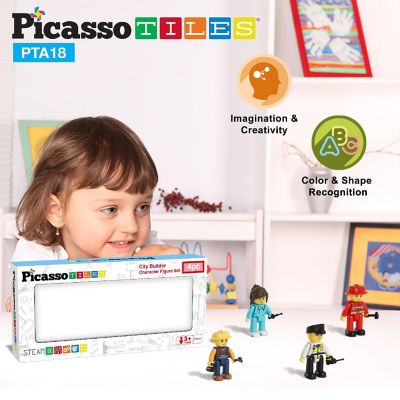 PicassoTiles 4 Piece City Builder Character Figure Set Image 3