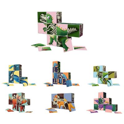 PicassoTiles - 63 Piece Dinosaur Magnetic Puzzle Cube Sensory Toy Kit PMC63 Image 1