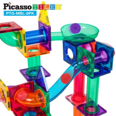 PicassoTiles 8 Piece Marbles for Track Run Building Blocks Image 1