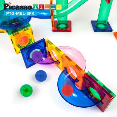 PicassoTiles 8 Piece Marbles for Track Run Building Blocks Image 2