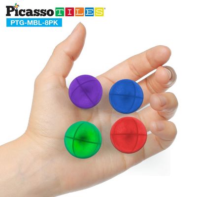 PicassoTiles 8 Piece Marbles for Track Run Building Blocks Image 3