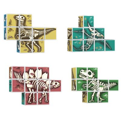 PicassoTiles 9 PC Magnetic Blocks Dinosaur Fossil Theme, Magnetic Building Blocks for Kids, Magnet Toy for Kids 3+ Image 1