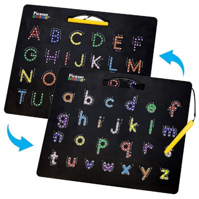 PicassoTiles - Double-Sided Magnetic Drawing Board 12x10 Upper Lower Case PTB03-BLK Image 1