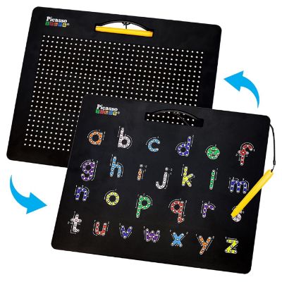 PicassoTiles - Double-Sided Magnetic Drawing Board Alphabet Letter and Freestyle PTB04-BLK Image 1
