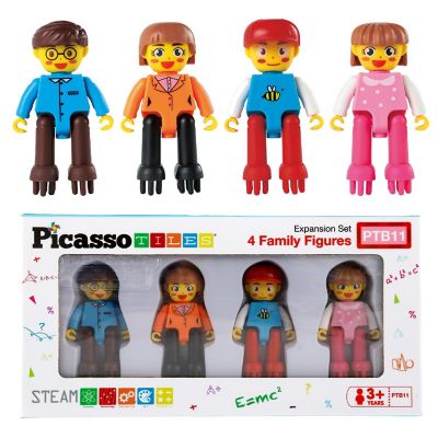 PicassoTiles HedgeHog Blocks 4 Piece Family Character People Figure Set Image 1