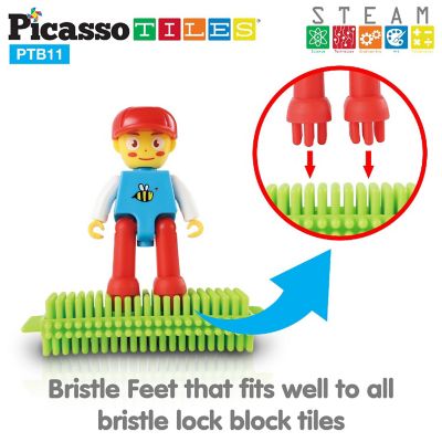 PicassoTiles HedgeHog Blocks 4 Piece Family Character People Figure Set Image 2