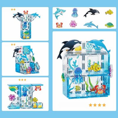 PicassoTiles Magnet Tile Building Blocks Marine Animal World Themed Playset with 8 Ocean Character Action Figures Magnetic Tiles STEM Learning Toy Image 3