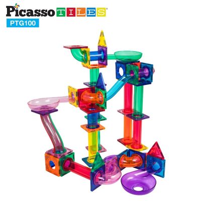 PicassoTiles Marble Run Race Track Building Blocks, 100 Pieces Image 1