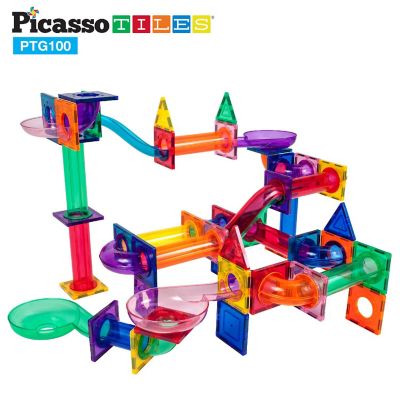 PicassoTiles Marble Run Race Track Building Blocks, 100 Pieces Image 2