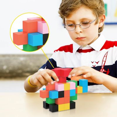 PicassoTiles PMC301 Magnet Cube Building Blocks 54 Pieces 1.2" Magnetic Cubes Toy Image 1
