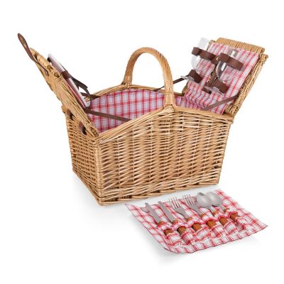 Piccadilly Picnic Basket - Red &amp; White Plaid Pattern Image 1