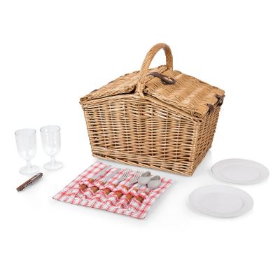 Piccadilly Picnic Basket - Red &amp; White Plaid Pattern Image 1