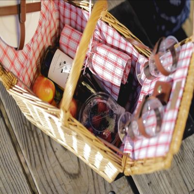 Piccadilly Picnic Basket - Red &amp; White Plaid Pattern Image 3