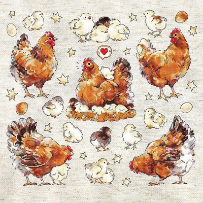 Pied Hens L8819 Counted Cross Stitch Kit Image 1