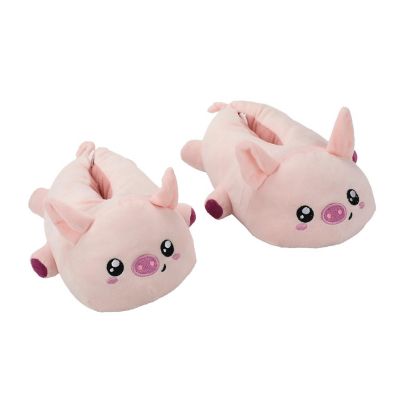 Pig Youth Pink Plush Slippers-Medium Image 1