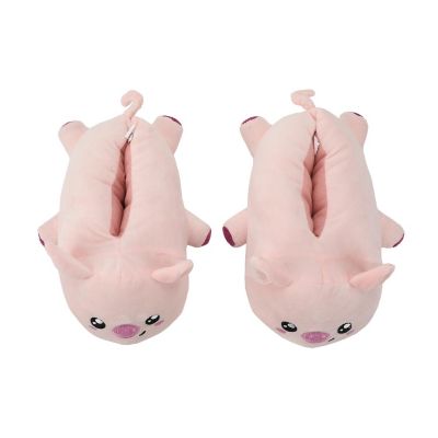 Pig Youth Pink Plush Slippers-Medium Image 1