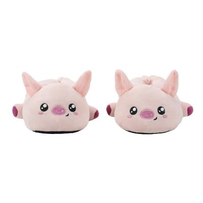Pig Youth Pink Plush Slippers-Medium Image 2