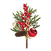 Pine Spray With Berry And Ornament (Set Of 2) 16"H Plastic Image 1