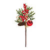 Pine Spray With Berry And Ornament (Set Of 2) 16"H Plastic Image 1