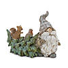 Pine Tree Trunk Gnome With Woodland Animals (Set Of 2) 5.75"L X 4.5"H, 5.5"L X 6.75"H Resin Image 1