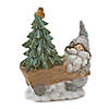 Pine Tree Trunk Gnome With Woodland Animals (Set Of 2) 5.75"L X 4.5"H, 5.5"L X 6.75"H Resin Image 2