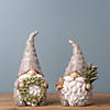 Pine Tree Trunk Gnome With Wreath Accent (Set Of 2) 8.5"H, 9.75"H Resin Image 3