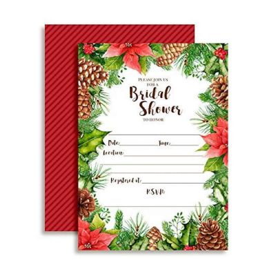 Pinecone and Holly Invitations 40pc. by AmandaCreation Image 1