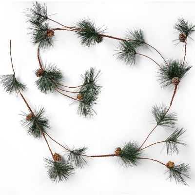Pinecone and Needles Garland - Pine Needles and Pinecone Rustic Holiday Christmas Tree Natural Garland Decorations - 6 Ft Image 1