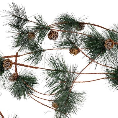 Pinecone and Needles Garland - Pine Needles and Pinecone Rustic Holiday Christmas Tree Natural Garland Decorations - 6 Ft Image 1
