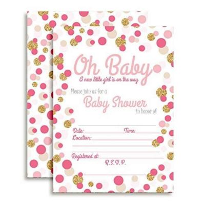 Pink &amp; Gold Dot Invitations 40pc. by AmandaCreation Image 1
