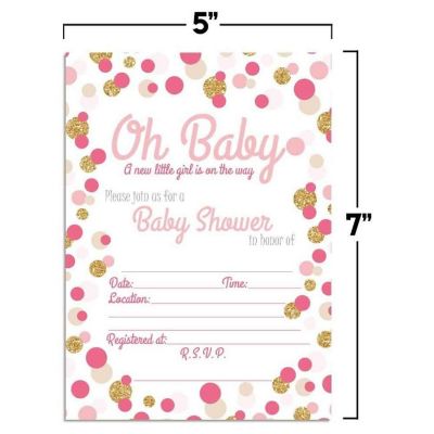 Pink &amp; Gold Dot Invitations 40pc. by AmandaCreation Image 3
