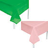 Pink &amp; Green Disposable Plastic Tablecloth Set - 4 Pc. Image 1