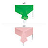 Pink &amp; Green Disposable Plastic Tablecloth Set - 4 Pc. Image 1