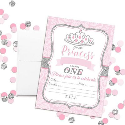 Pink &amp; Silver Damask Invitations 40pc. by AmandaCreation Image 1