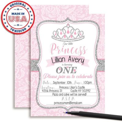 Pink &amp; Silver Damask Invitations 40pc. by AmandaCreation Image 2